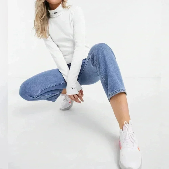 NIKE Turtleneck Ribbed Sweater Top in White, Size XS - Picture 5 of 12